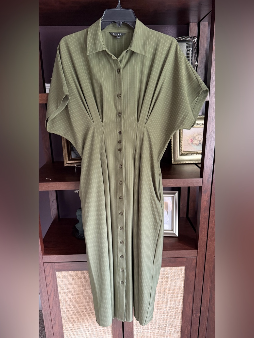 Nicole Miller Olive Green Button-Front Women's Dress Size 6
